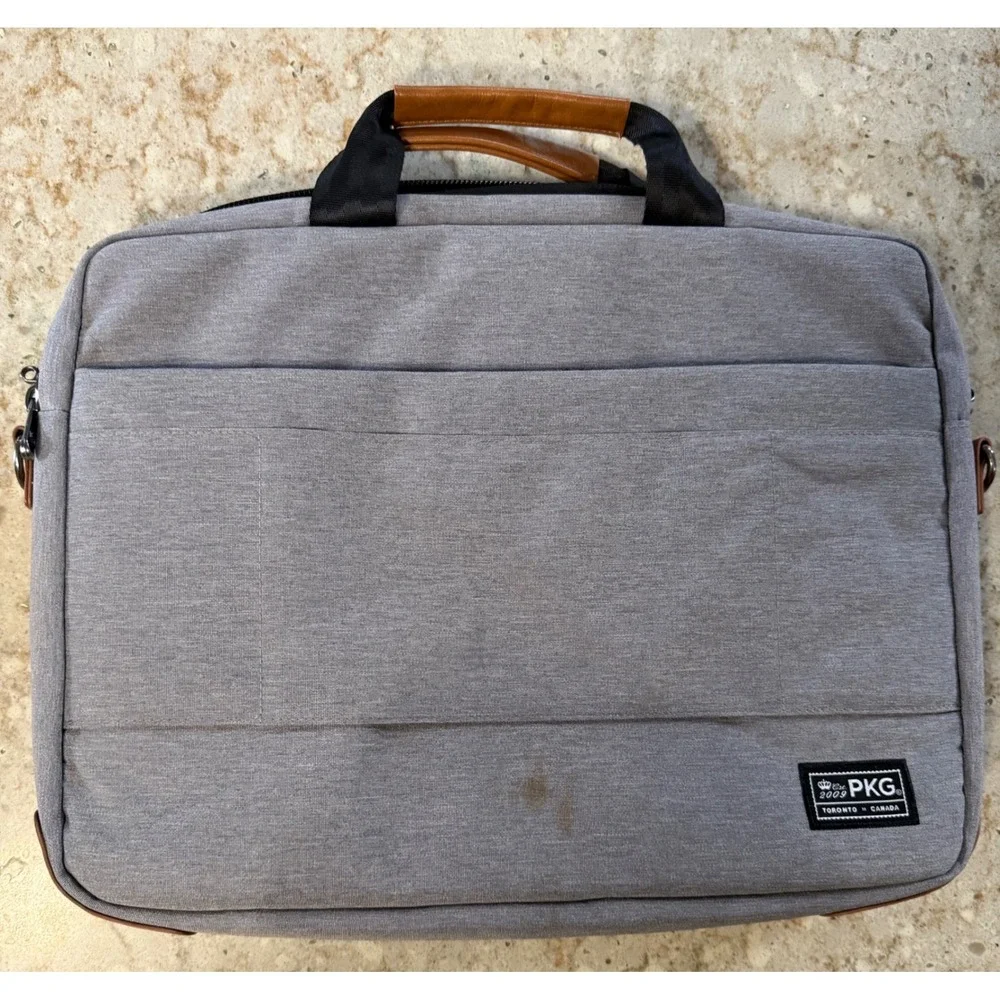 PKG Toronto Canada Laptop‎ Briefcase Heather Grey Business Messenger Bag Slim